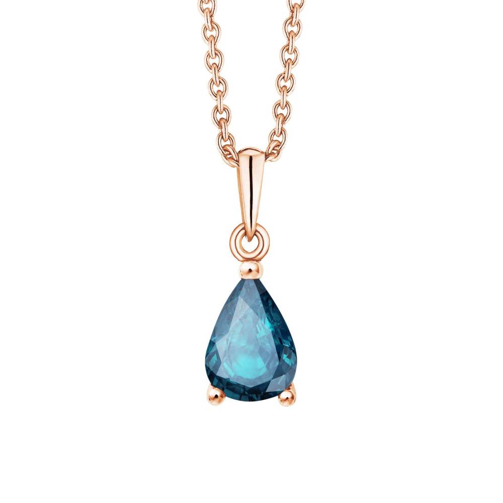 Pendentif Or rose Topaze Blue London Goutte 2