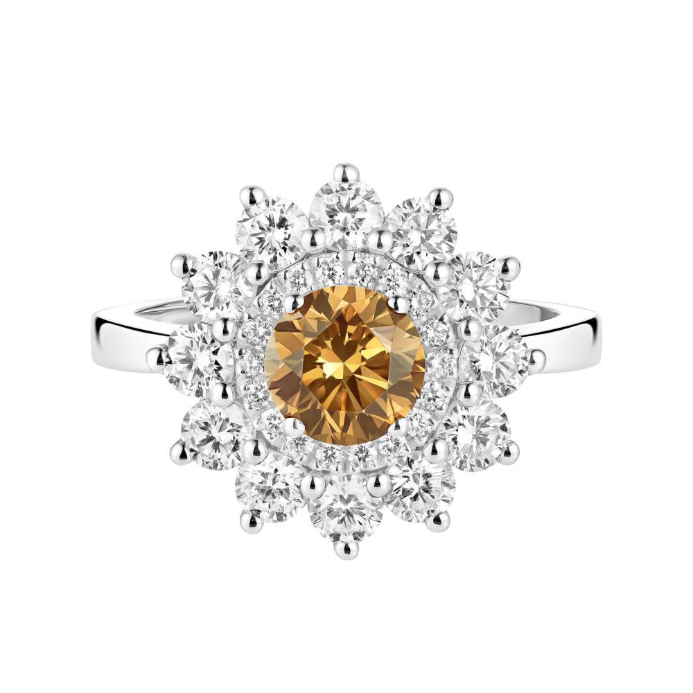 Ring White gold Cognac Diamond and diamonds Lefkos 6 mm 2