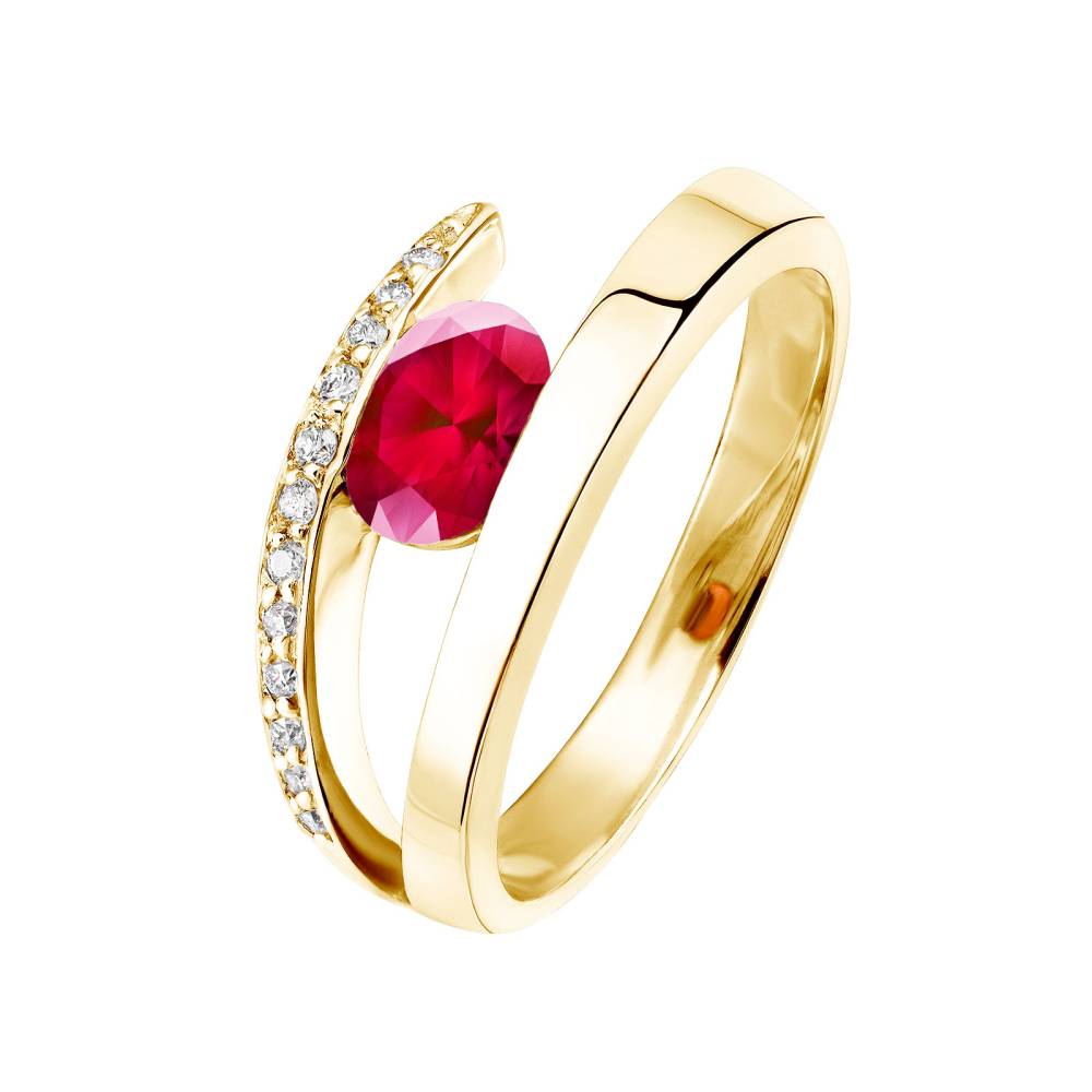 Ring Yellow gold Ruby and diamonds Ananta 2