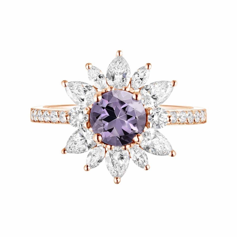 Ring Roségold Lavendel Spinell und diamanten EverBloom Prima 2