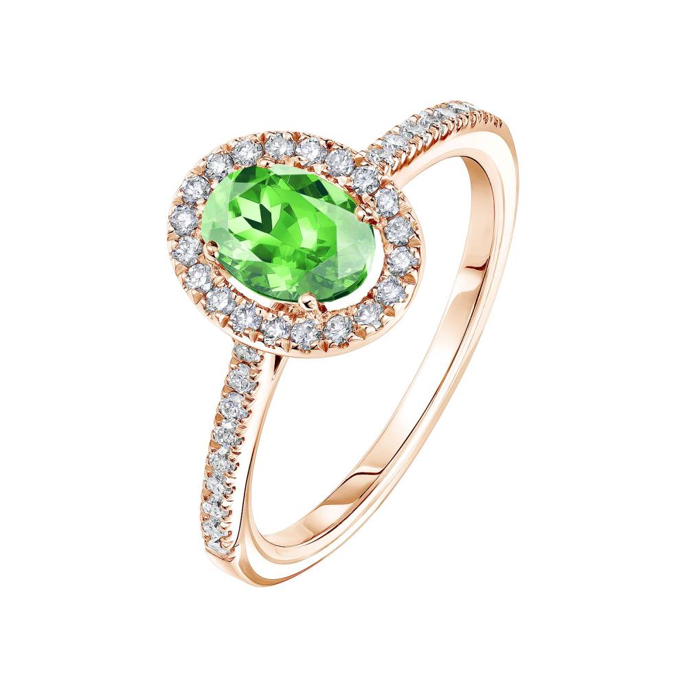 Ring Rose gold Tsavorite and diamonds Rétromantique Ovale Pavée 2