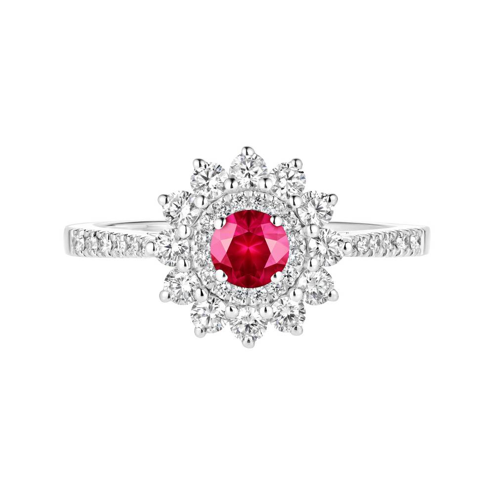 Bague Or blanc Rubis et diamants Lefkos 4 mm Pavée 2