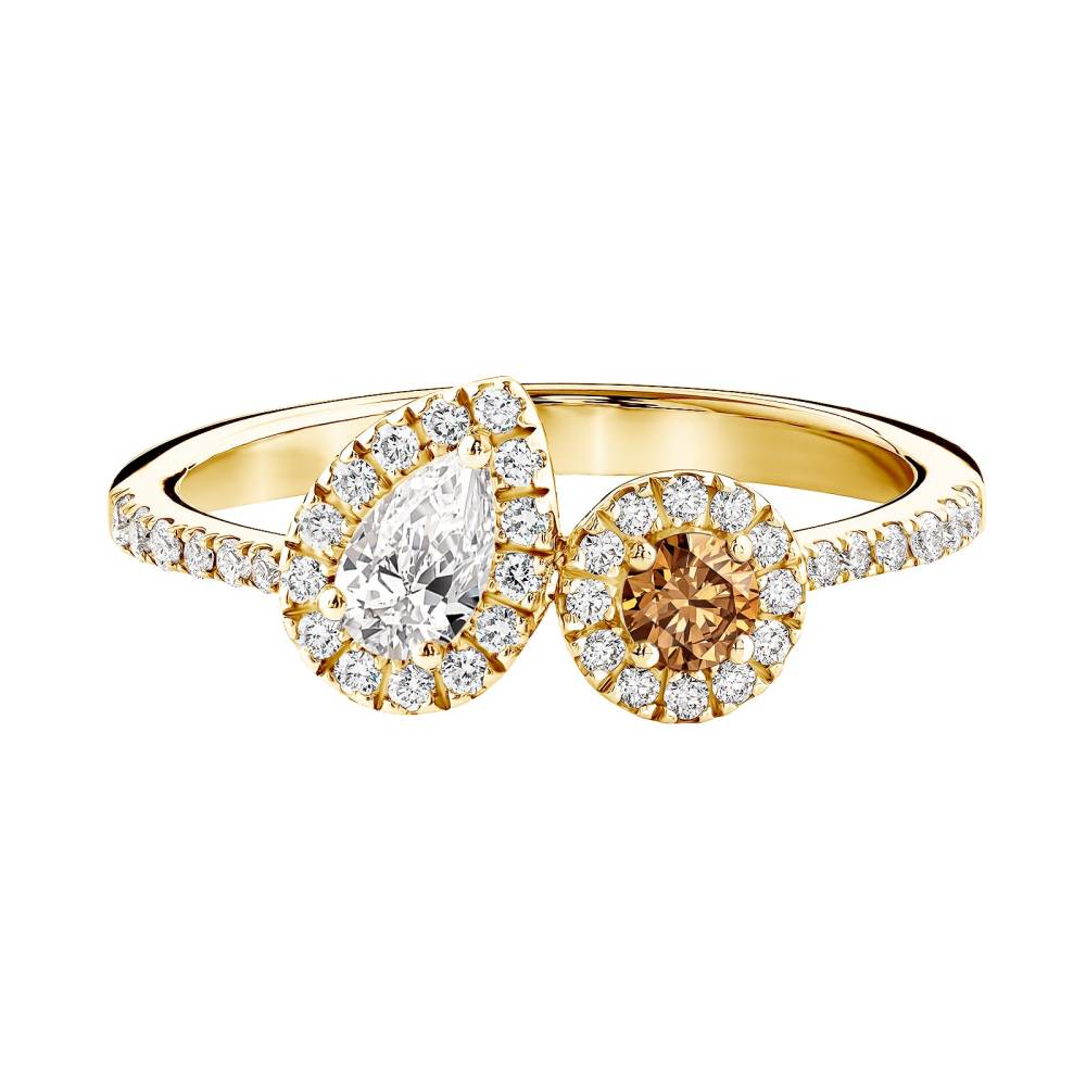 Ring Yellow gold Cognac Diamond and diamonds AlterEgo Poire 2