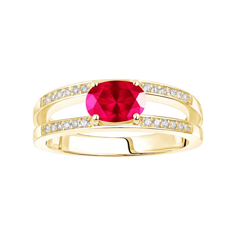 Ring Yellow gold Ruby and diamonds Cassandra 2