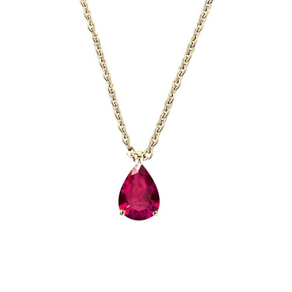 Pendant Yellow gold Ruby and diamonds Lady Poire M 2