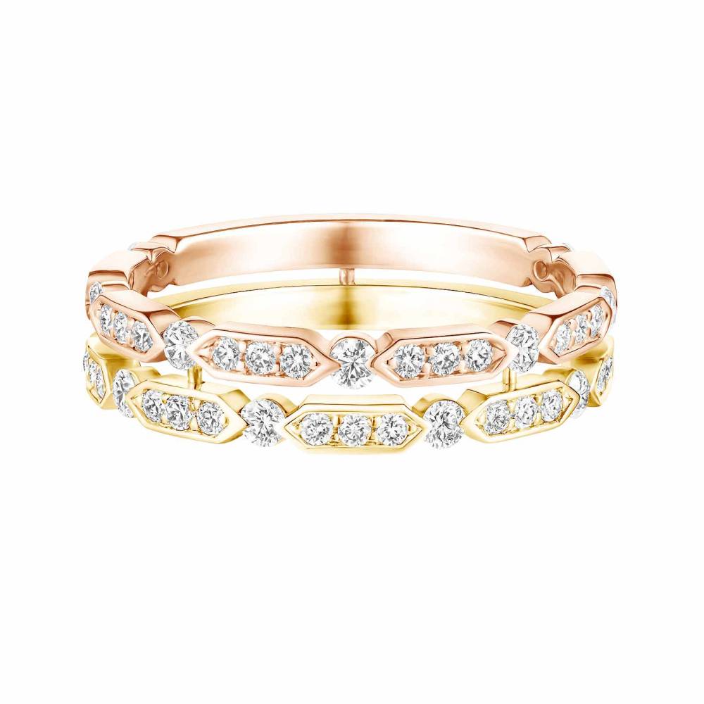 Ring Rose and yellow gold Diamond MET Duo Pavée 2