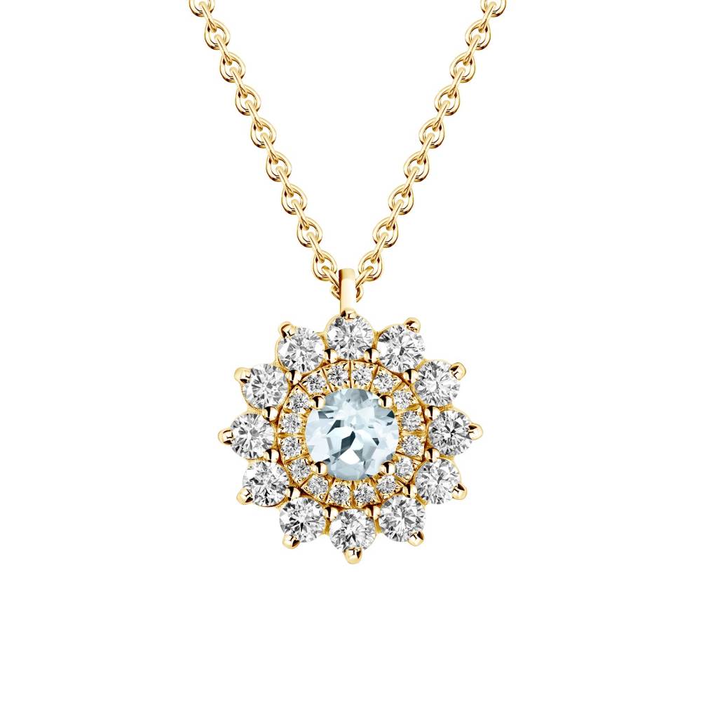 Pendant Yellow gold Aquamarine and diamonds Lefkos 2