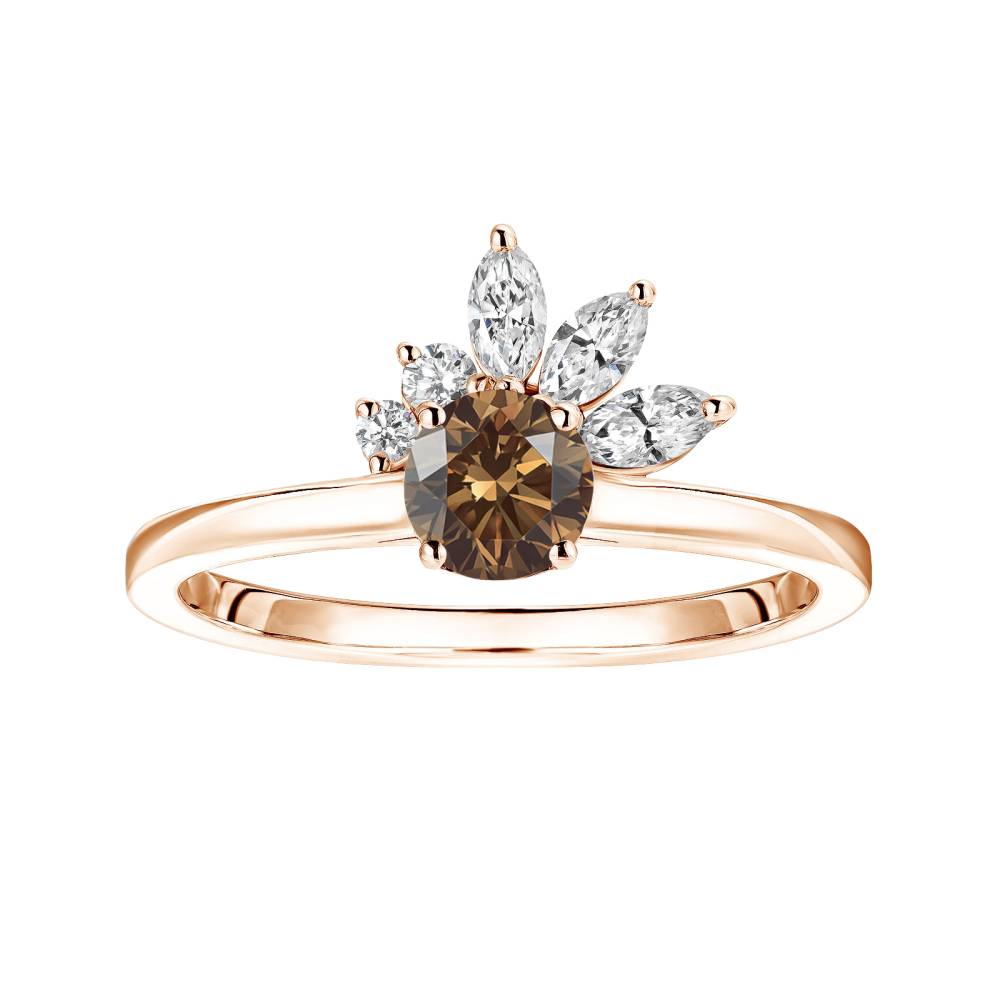 Ring Rose gold Chocolate Diamond and diamonds Little EverBloom 2