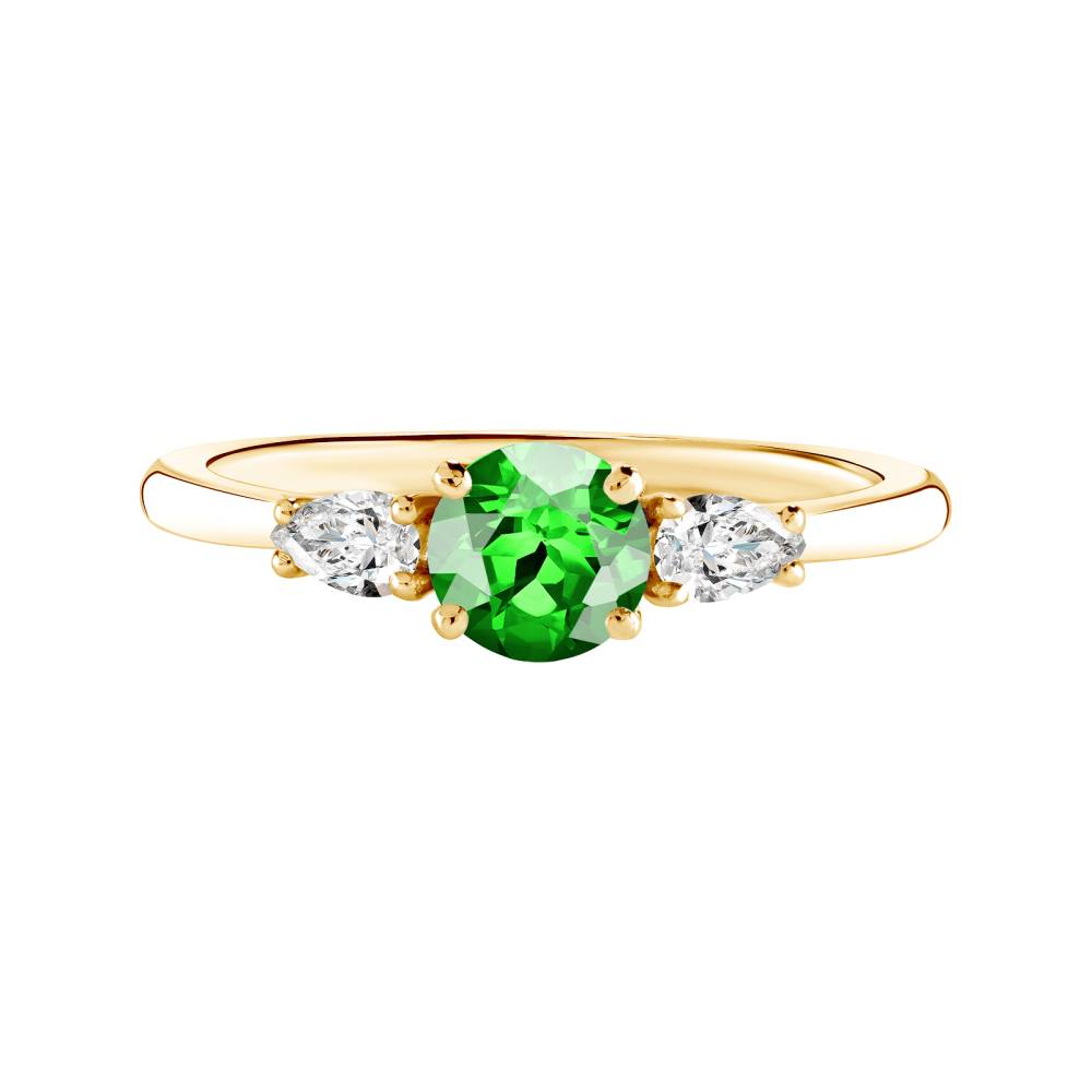 Bague Or jaune Tsavorite et diamants Little Lady Duo de Poires 2