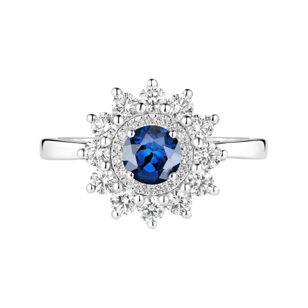 Ring White gold Sapphire and diamonds Lefkos 5 mm 2