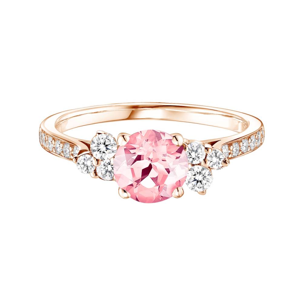 Bague Or rose Tourmaline et diamants Baby EverBloom 6 mm Pavée 2