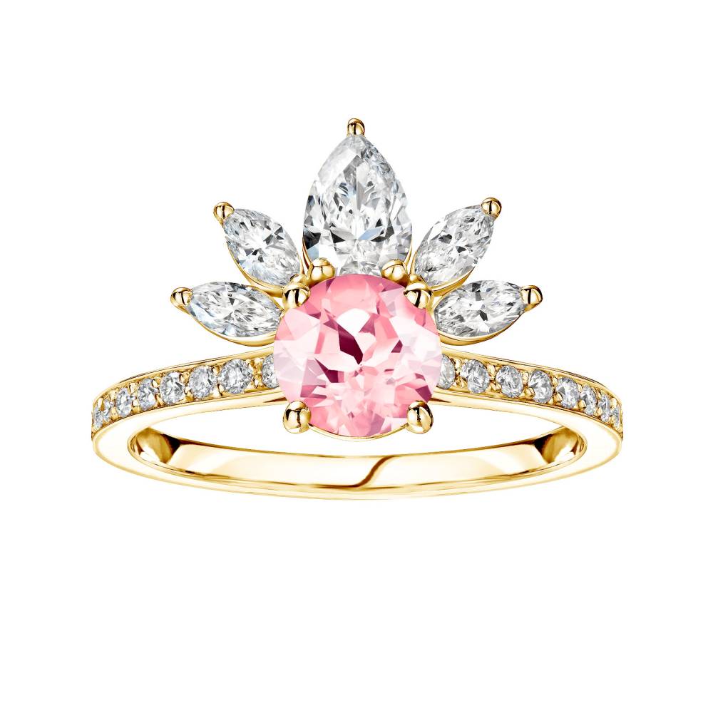 Ring Gelbgold Turmalin und diamanten EverBloom Pavée 2