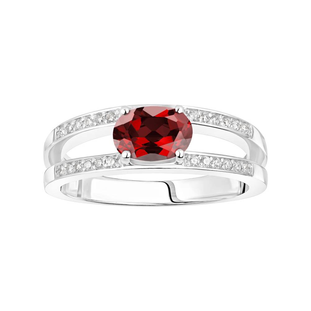 Ring White gold Garnet and diamonds Cassandra 2