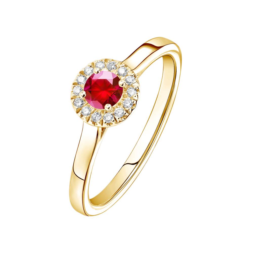 Bague Or jaune Rubis et diamants Rétromantique S 2