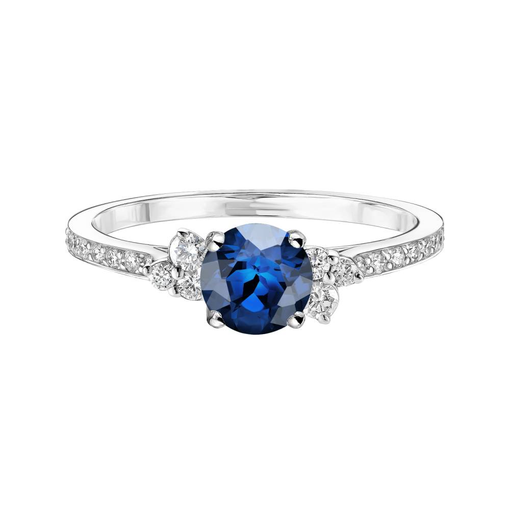 Bague Platine Saphir et diamants Baby EverBloom 5 mm Pavée 2