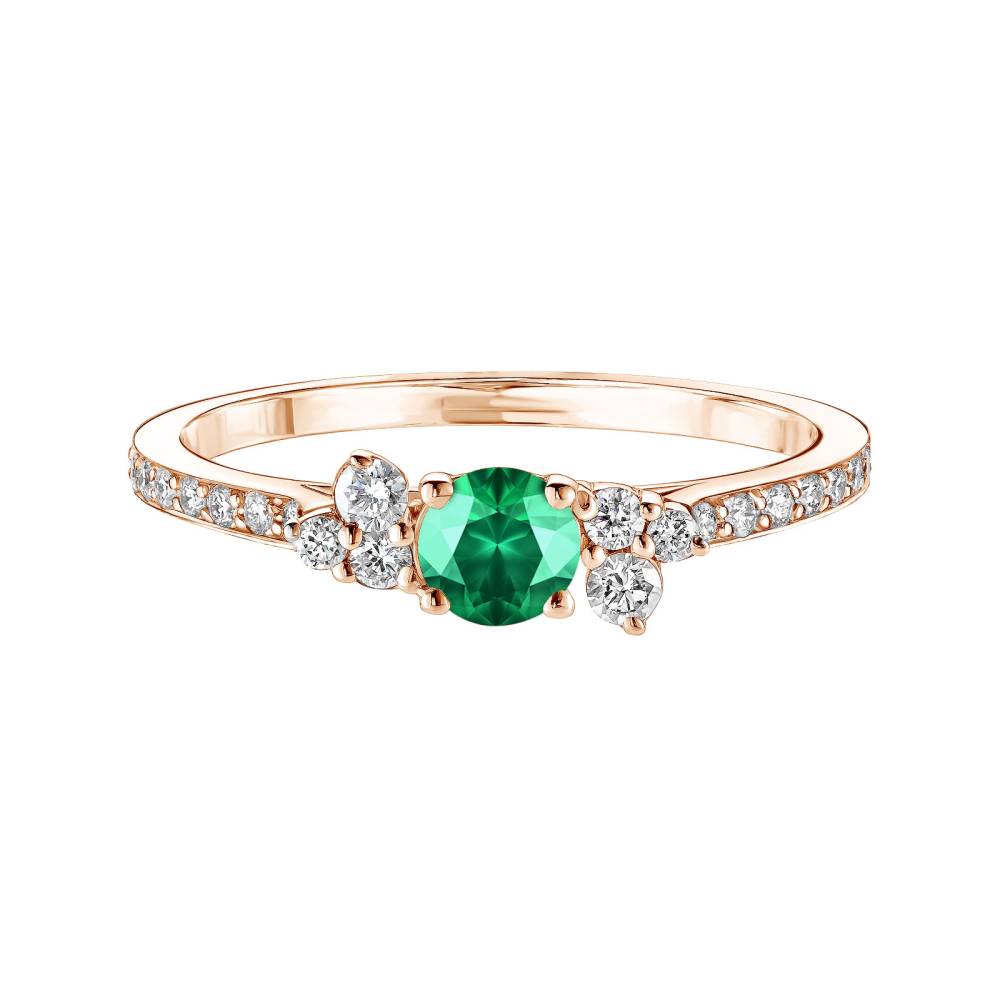 Ring Rose gold Emerald and diamonds Baby EverBloom Pavée 2