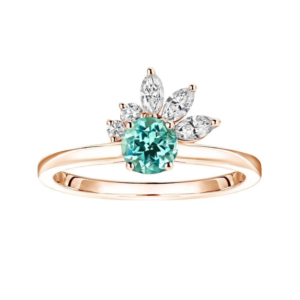 Bague Or rose Tourmaline Mint et diamants Little EverBloom 2
