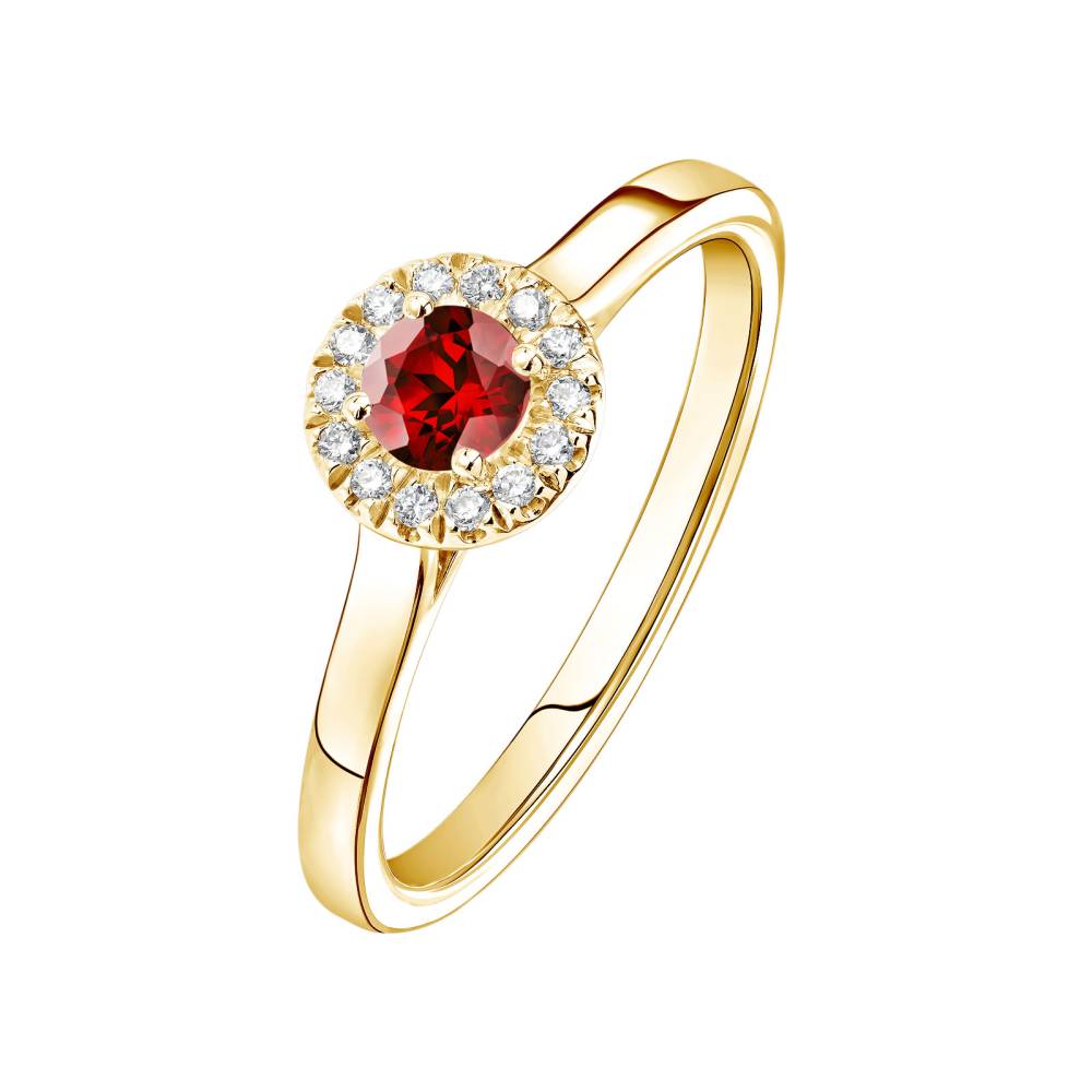 Bague Or jaune Grenat et diamants Rétromantique S 2