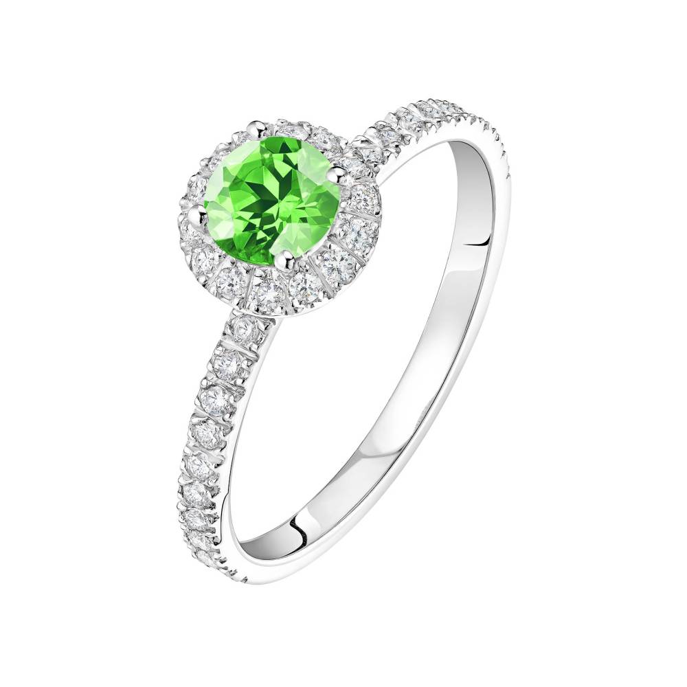 Bague Platine Tsavorite et diamants Rétromantique M Pavée 2