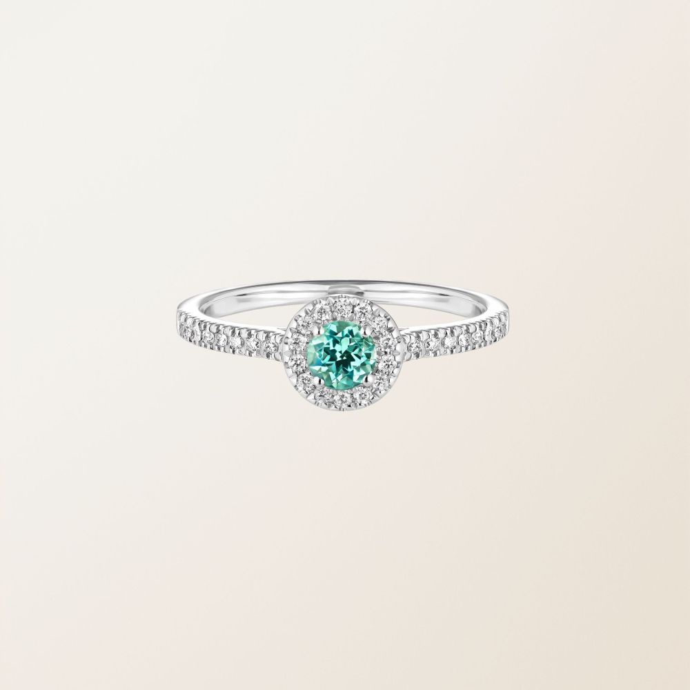 Bague Or blanc Tourmaline Mint et diamants Rétromantique S Pavée 2
