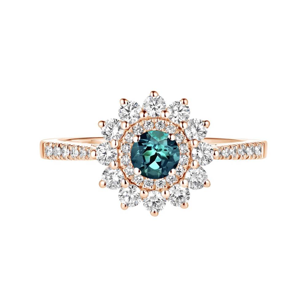 Ring Roségold Teal Saphir und diamanten Lefkos 4 mm Pavée 2