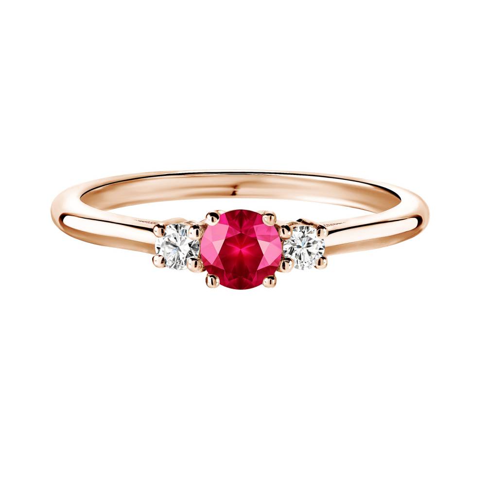 Ring Rose gold Ruby and diamonds Baby Lady Duo 2