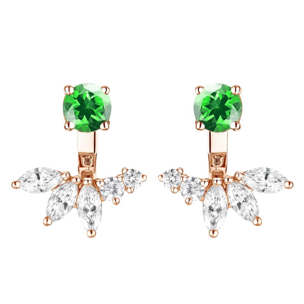 Boucles d'oreilles Or rose Tsavorite et diamants EverBloom Symétriques 2