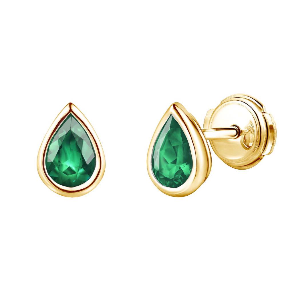 Earrings Yellow gold Emerald Gemmyorama 2