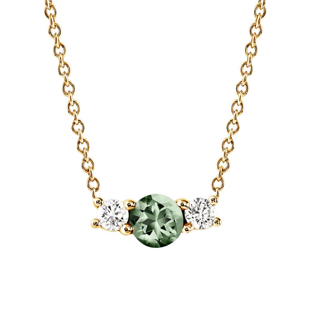 Pendant Yellow gold Green Sapphire and diamonds Lady Duo 2