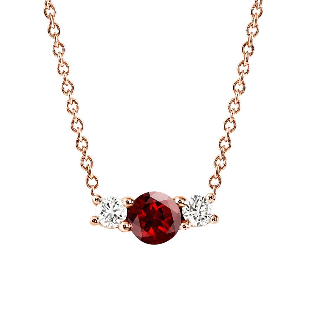 Pendentif Or rose Grenat et diamants Lady Duo 2