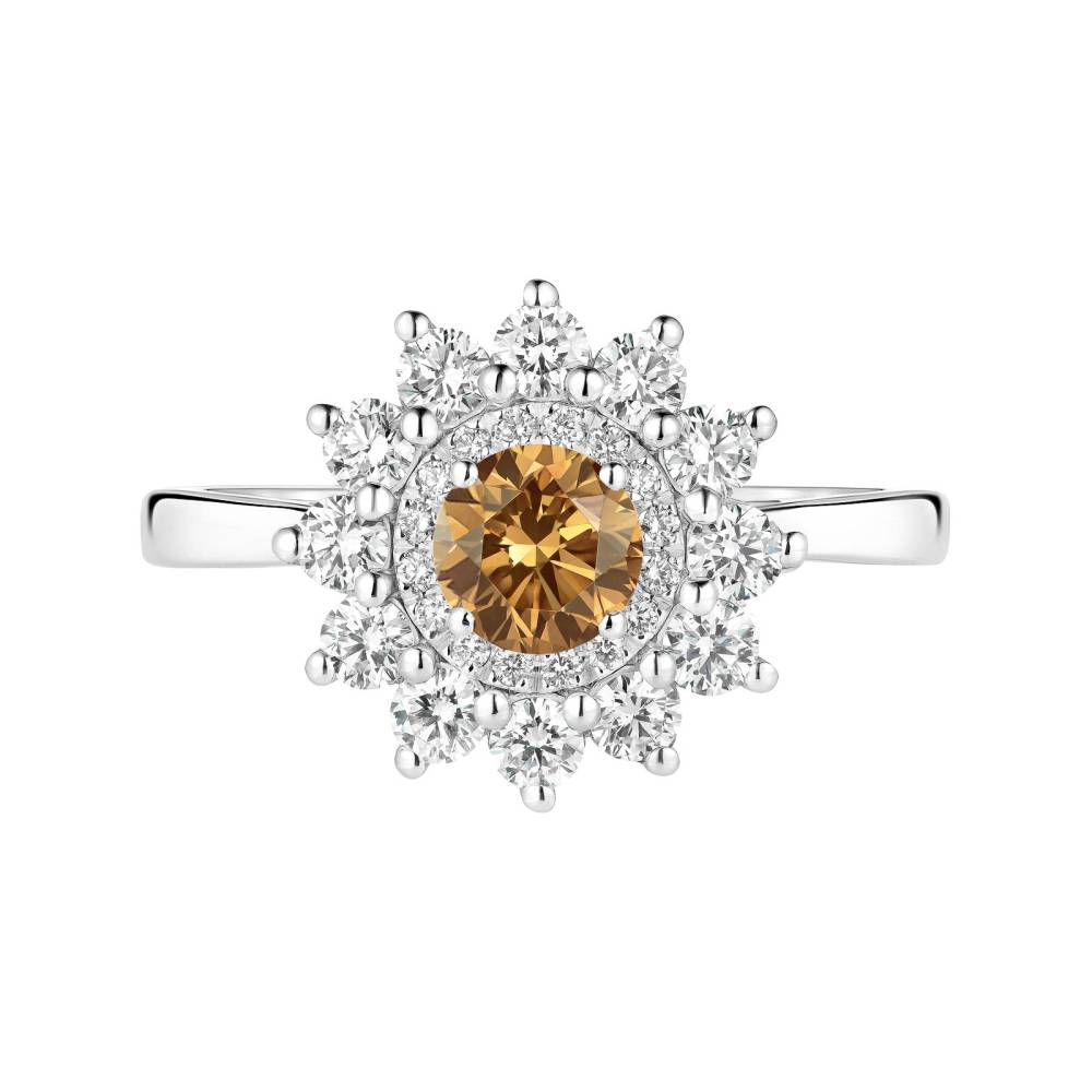 Ring White gold Cognac Diamond and diamonds Lefkos 5 mm 2