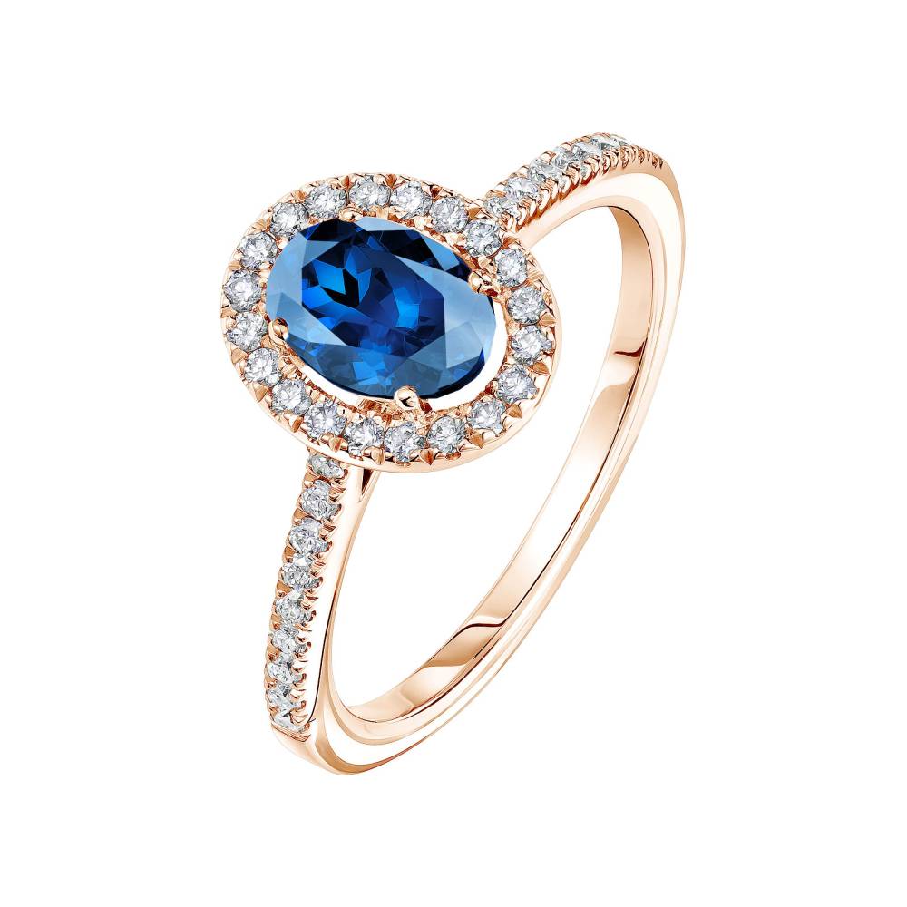 Ring Roségold Saphir und diamanten Rétromantique Ovale Pavée 2