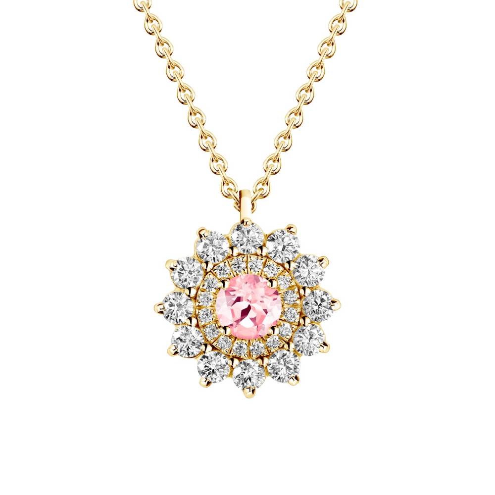 Pendant Yellow gold Tourmaline and diamonds Lefkos 2