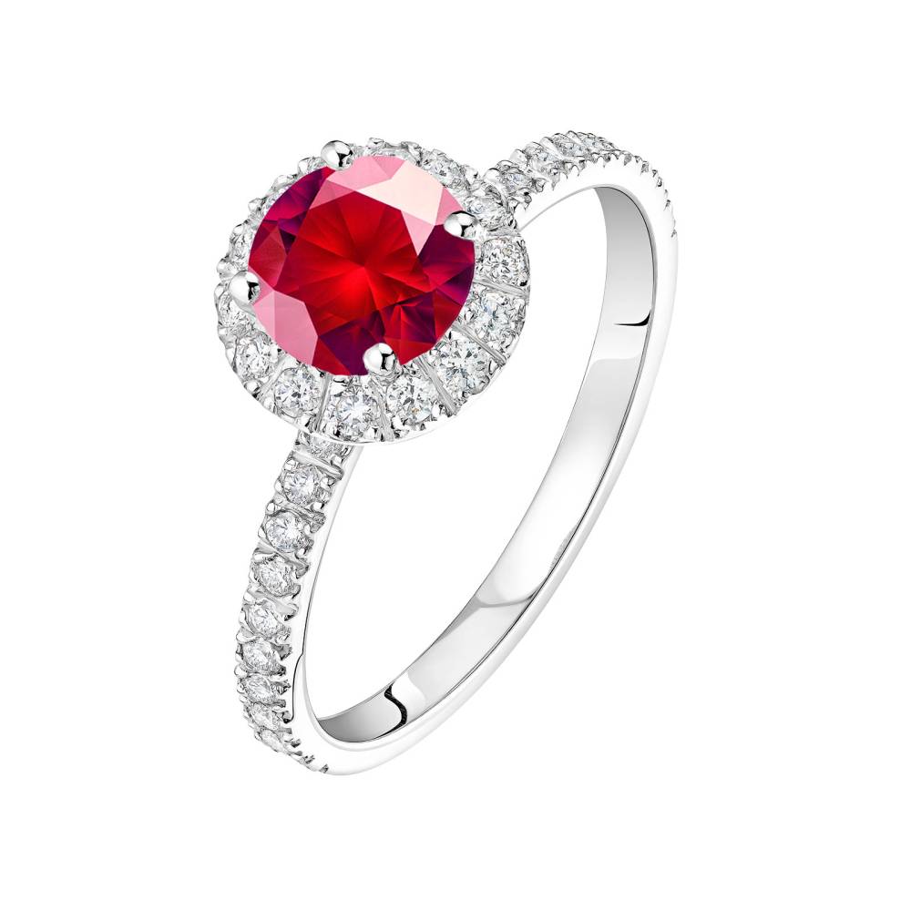 Bague Or blanc Rubis et diamants Rétromantique L Pavée 2