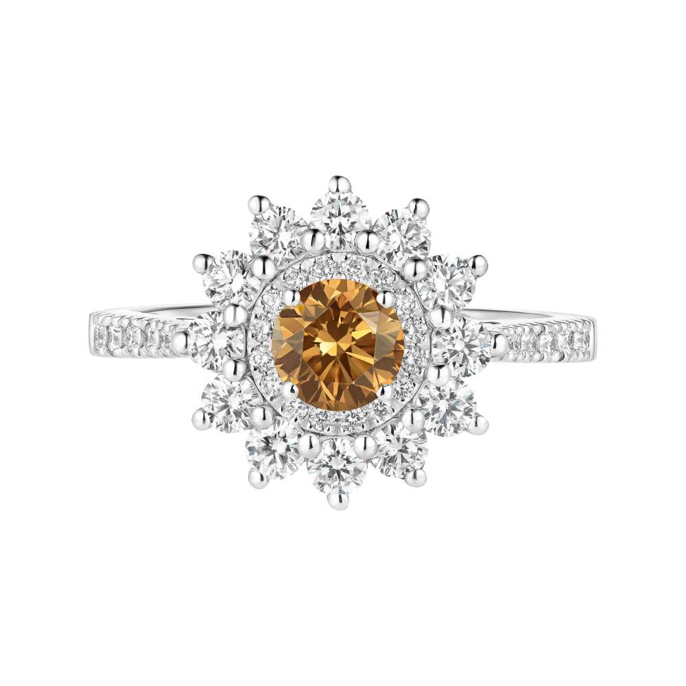 Ring White gold Cognac Diamond and diamonds Lefkos 5 mm Pavée 2