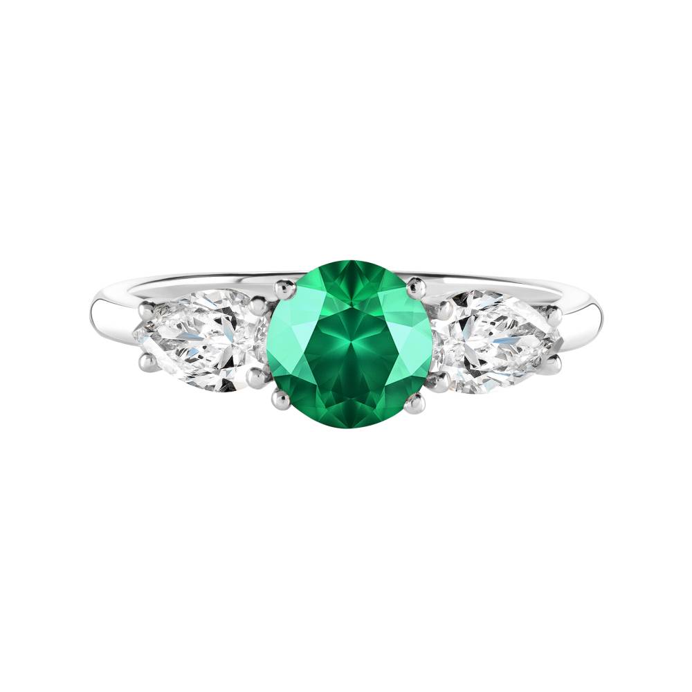 Ring White gold Emerald and diamonds Lady Duo de Poires 2