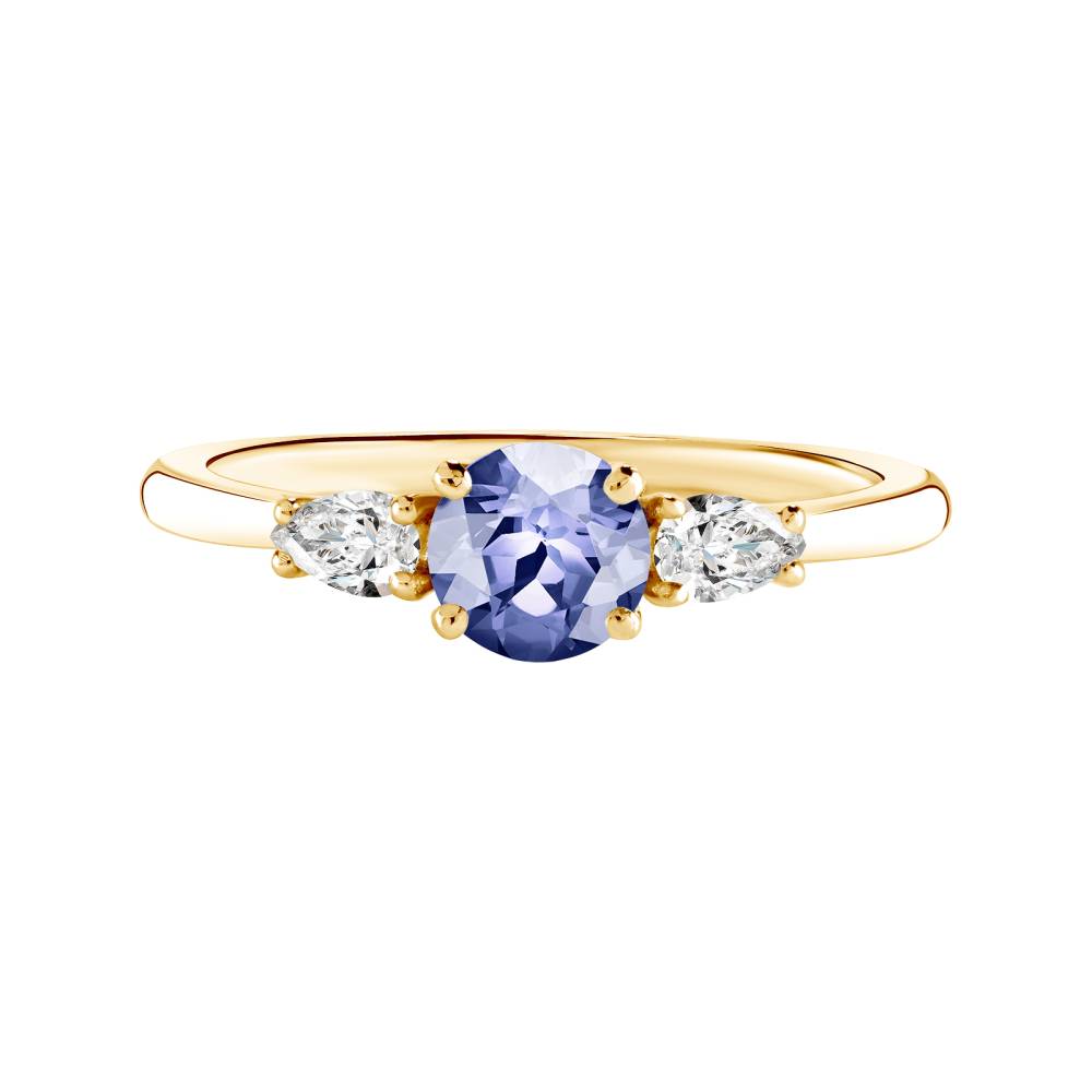 Bague Or jaune Tanzanite et diamants Little Lady Duo de Poires 2