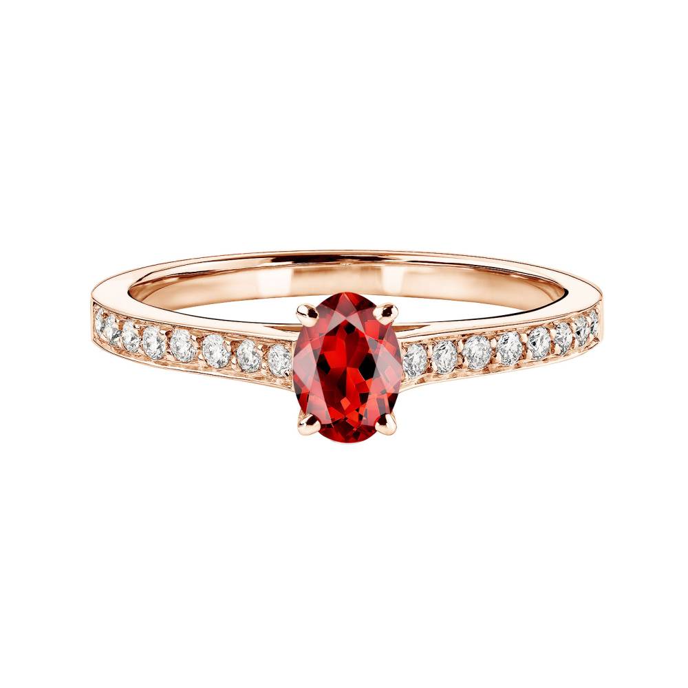 Ring Roségold Granat und diamanten Lady Ovale Pavée 2