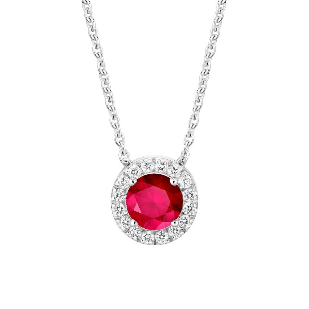 Pendentif Or blanc Rubis et diamants Rétromantique M 2