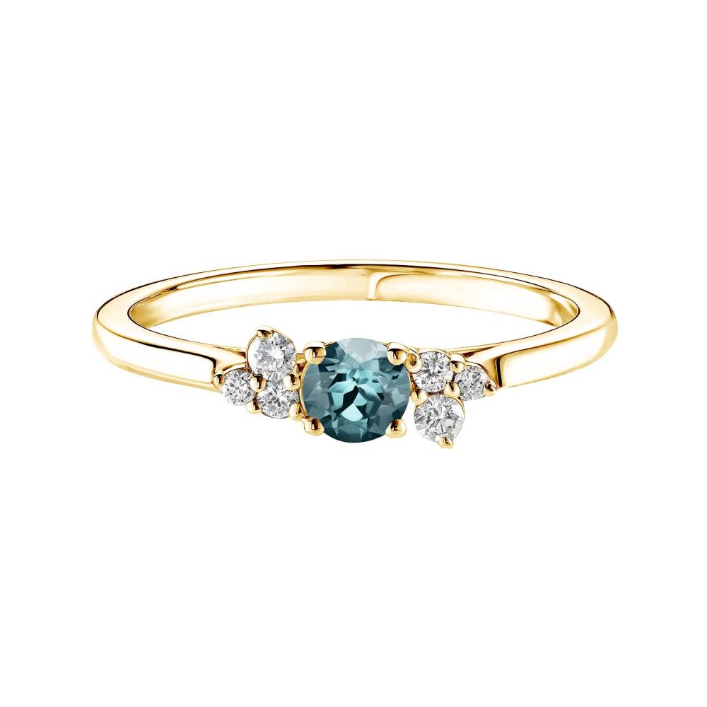 Bague Or jaune Saphir Bleu Gris et diamants Baby EverBloom 2