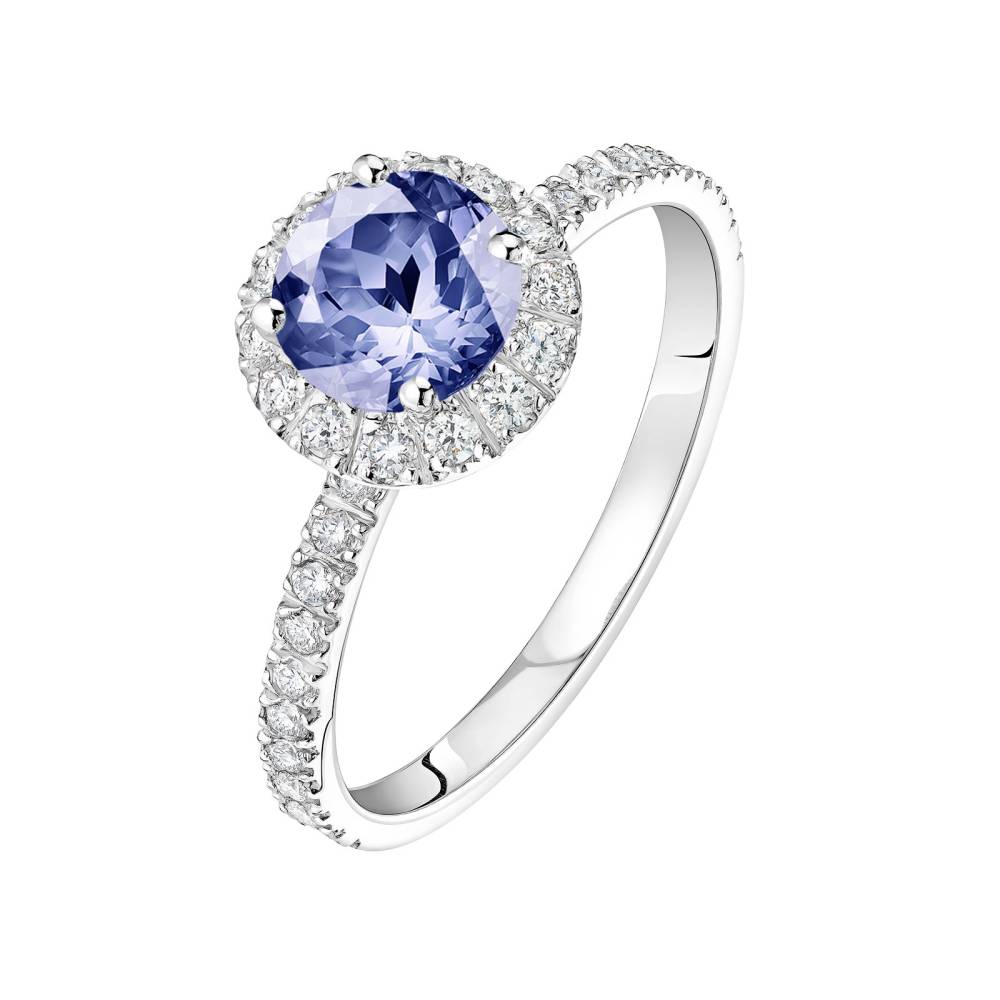 Bague Or blanc Tanzanite et diamants Rétromantique L Pavée 2