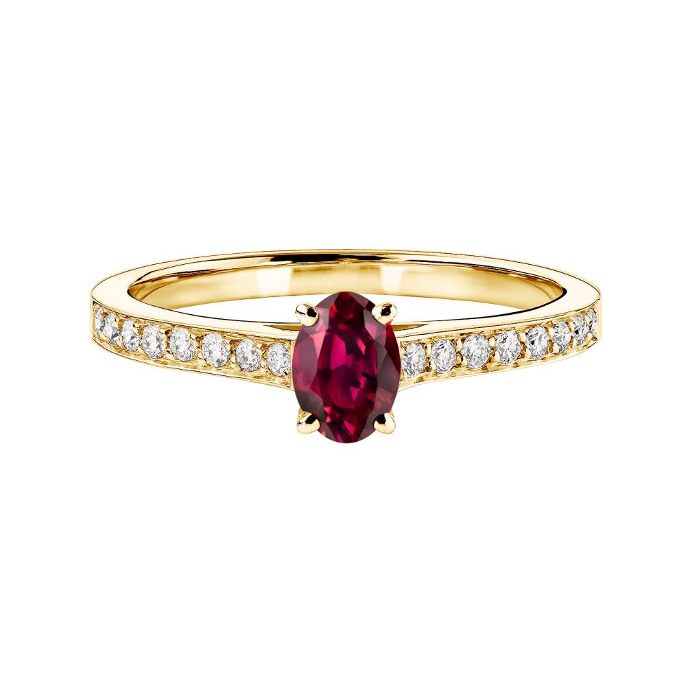 Ring Yellow gold Ruby and diamonds Lady Ovale Pavée 2