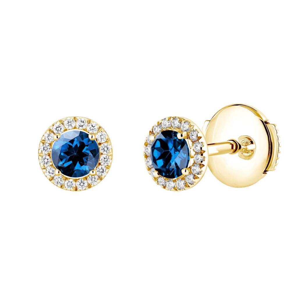 Boucles d'oreilles Or jaune Saphir et diamants Rétromantique S 2