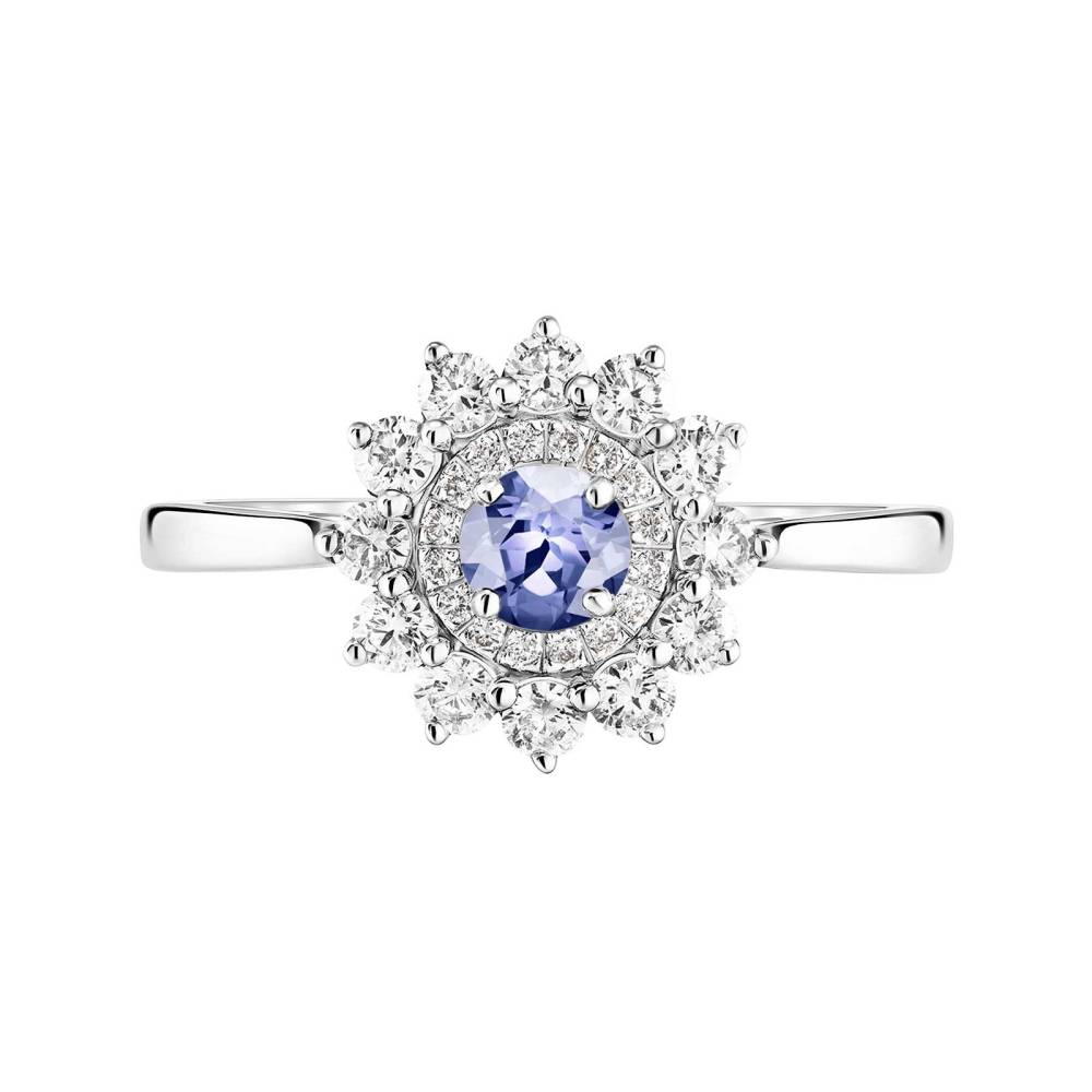 Bague Or blanc Tanzanite Lefkos 4 mm 2