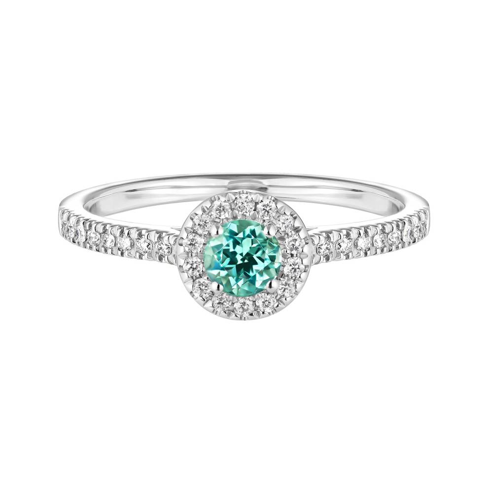Bague Platine Tourmaline Mint et diamants Rétromantique S Pavée 2