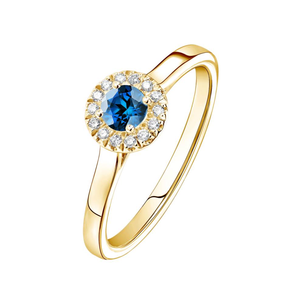 Bague Or jaune Saphir et diamants Rétromantique S 2