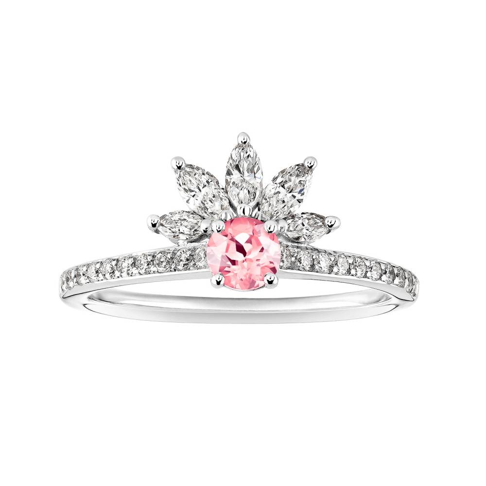 Ring White gold Tourmaline and diamonds EverBloom Pavée 4 mm 2