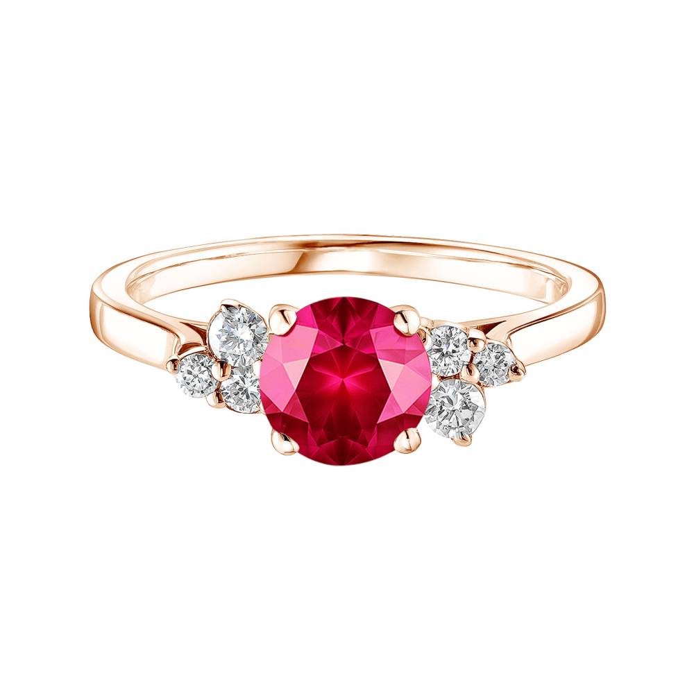 Ring Roségold Rubin und diamanten Baby EverBloom 6 mm 2