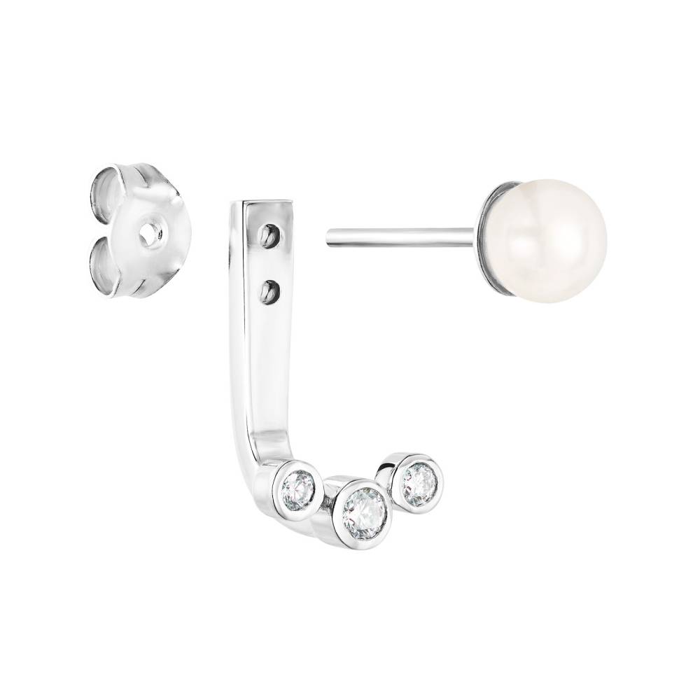 Boucles d'oreilles Or blanc Perle et diamants Gemmiaou Grrr 3