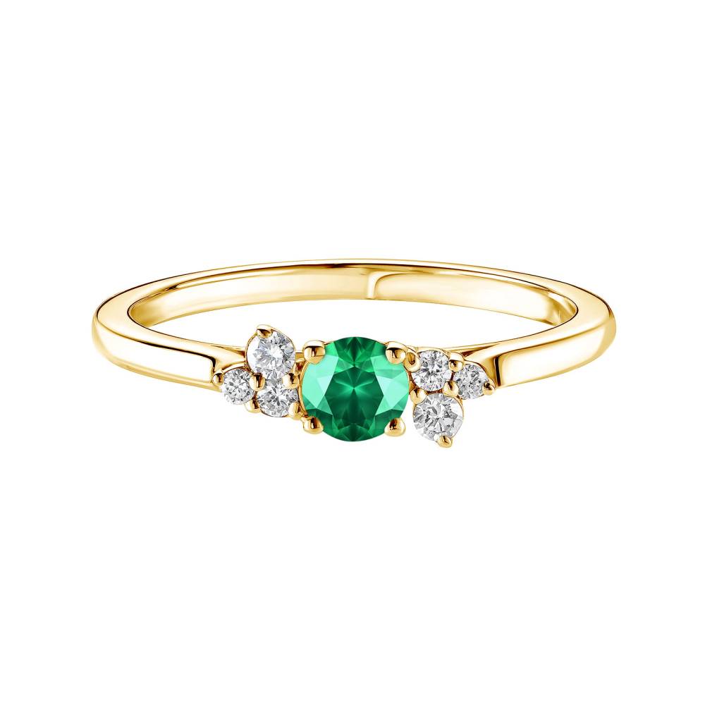 Ring Gelbgold Smaragdgrün und diamanten Baby EverBloom 2